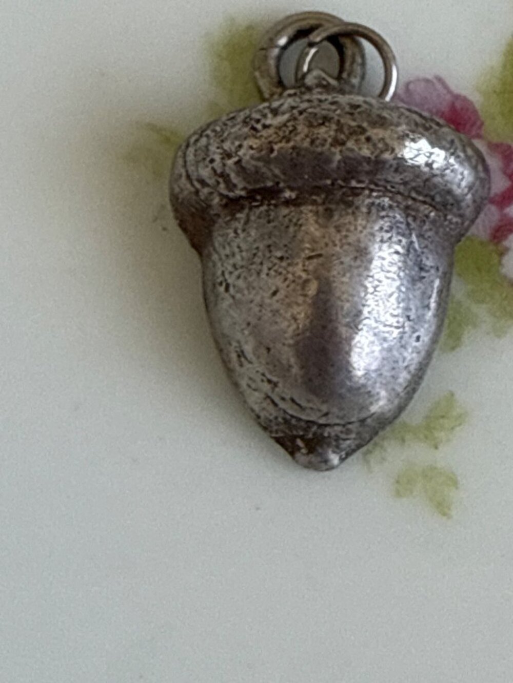Antique 20's Cast Solid Sterling Silver Acorn Pendant Charm - Picture 2 of 8